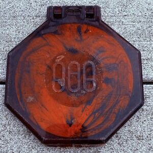 Vintage Lucite Faux Tortoise Shell Double Regular Magnify Mirror Compact Octagon